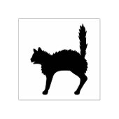 Bang kat silhouet met gebogen rug en staart omhoog rubberstempel (Afrduk)