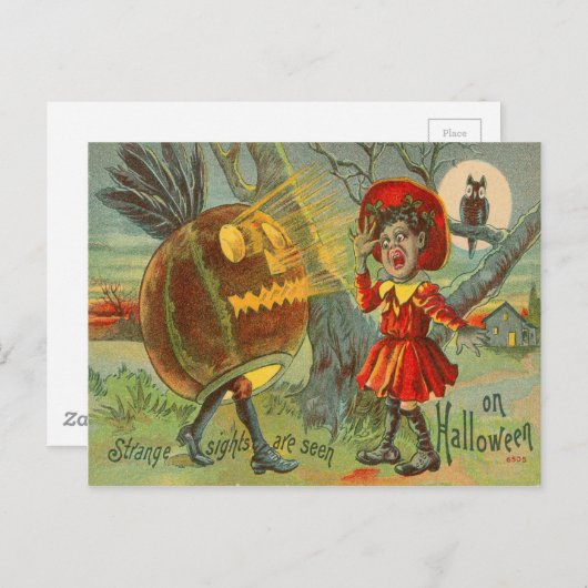 Bang Kind Uil Volle Maan Jack O' Lantern Briefkaart (Voorkant / Achterkant)