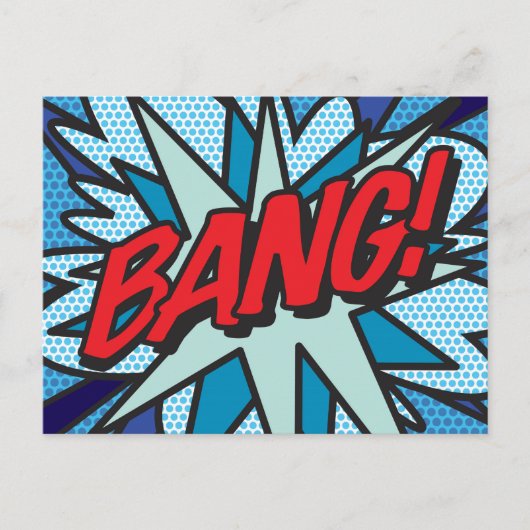 BANG Leuke Retro Strip Pop Art Aankondigingskaart (Voorkant)