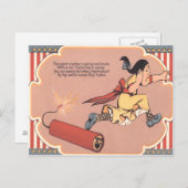 Bang Meisje Firecracker Vuurwerk Briefkaart (Voorkant / Achterkant)