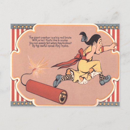 Bang Meisje Firecracker Vuurwerk Briefkaart (Voorkant)