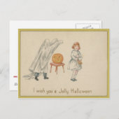 Bang Meisje Ghost Kostuum Jack O Lantern Briefkaart (Voorkant / Achterkant)