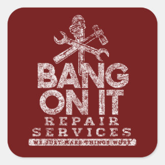 Bang On IT Reparatie Services Wit GFX Donkerrood B Vierkante Sticker