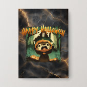 Bang Otter in Halloween pompoen kostuum Button (Voorkant)