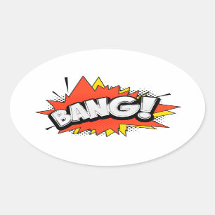 Bang Retro Action Comic Book Bubble Ovale Sticker