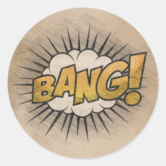 BANG! stripboek Steampunk Pop Ronde Sticker (Voorkant)