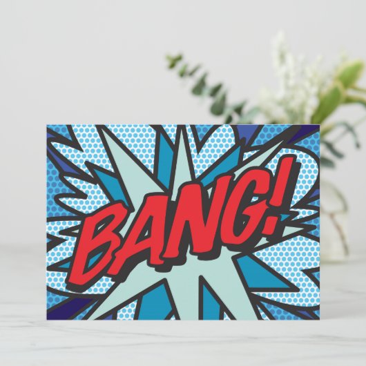 BANG Uw Bericht Spraakballon Fun Retro Aankondiging (Staand voorkant)