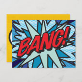 BANG Uw Bericht Spraakballon Leuk Retro Aankondigingskaart (Voorkant / Achterkant)