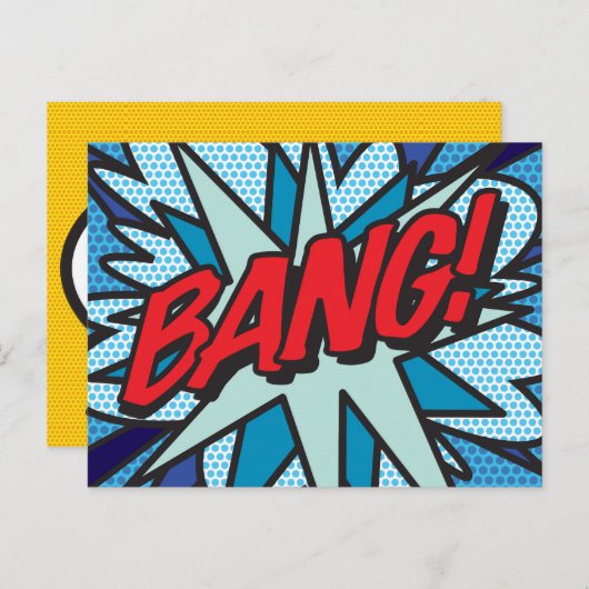 BANG Uw Bericht Spraakballon Leuk Retro Aankondigingskaart (Voorkant / Achterkant)