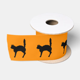 Bang Zwart Kat Silhouet Halloween Oranje Satijnen Lint