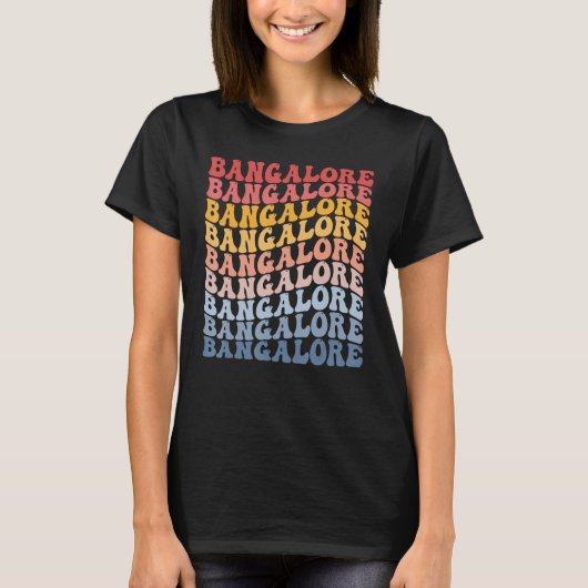 Bangalore City Groovy Retro T-shirt (Voorkant)