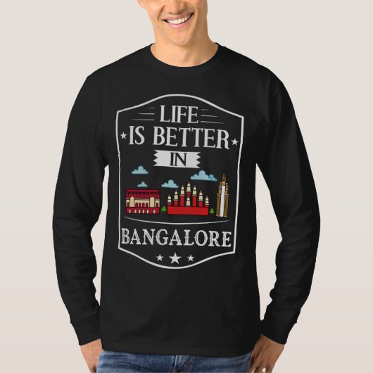 Bangalore India City Skyline Map Travel T-shirt (Voorkant)