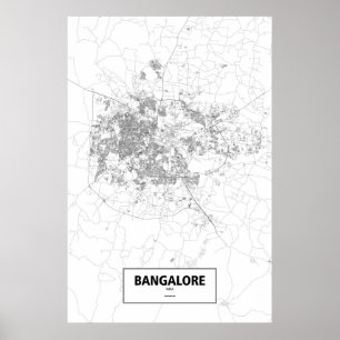 Bangalore, India (zwart op wit) Poster