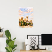Bangalore Paleis India Aquarel Reis Herinnering Poster (Thuiskantoor)
