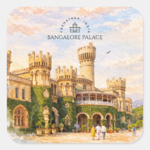 Bangalore Paleis India Aquarel Reis Herinnering Vierkante Sticker