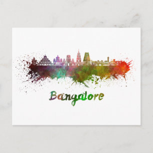 Bangalore skyline in waterverf briefkaart