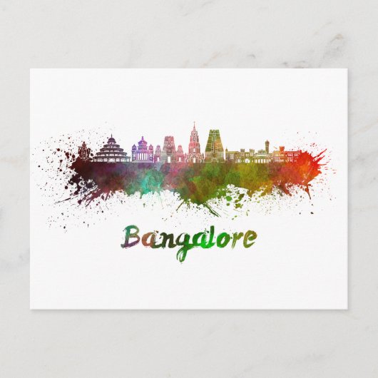 Bangalore skyline in waterverf briefkaart (Voorkant)