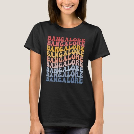 Bangalore Stad Groovy Retro T-shirt (Voorkant)