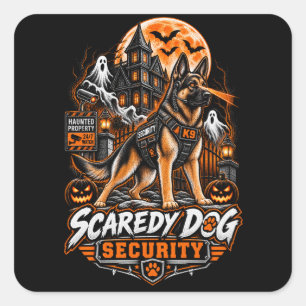Bangbeest Veiligheids Duitse Herder Halloween K9 Vierkante Sticker