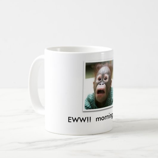 bange aap, EWW!  ochtendadem - Gepersonaliseerd Koffiemok (Voorkant links)