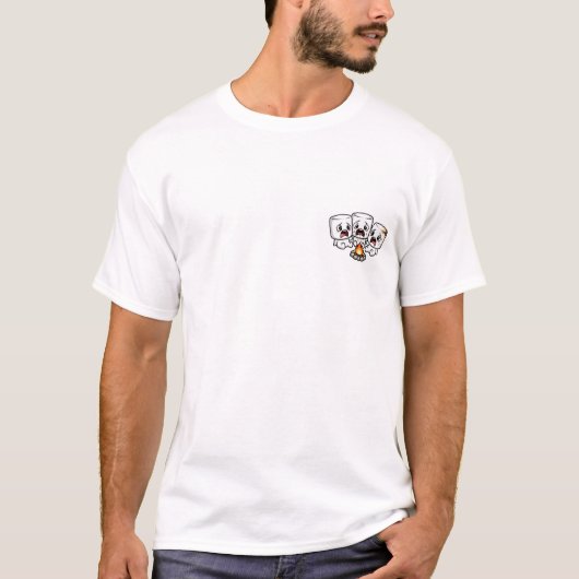 Bange Drie-eenheid van Marshmallows Raakt in Panie T-shirt (Voorkant)
