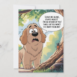 Bange Hond Grappige Insect Cartoon Feestdagenkaart