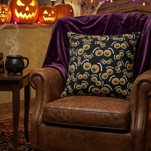 Bange Kat Halloween Boe Ogen Vleermuis Kussen