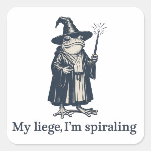 Bange Kikker Tovenaar Grappig ADHD Neurodiversitei Vierkante Sticker