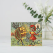 Bange Kind Uil Volle Maan Jack O' Lantern Briefkaart (Staand voorkant)