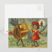 Bange Kind Uil Volle Maan Jack O' Lantern Briefkaart (Voorkant / Achterkant)