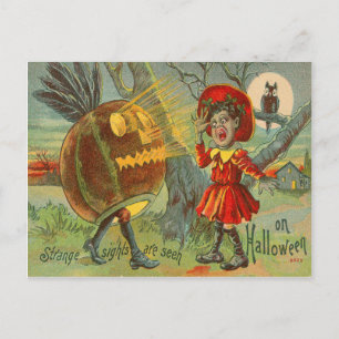 Bange Kind Uil Volle Maan Jack O' Lantern Briefkaart