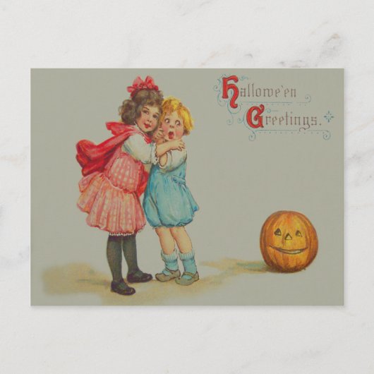 Bange Kinderen Lachende Jack O' Lantern Pompoen Briefkaart (Voorkant)