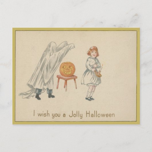 Bange Meisje Geest Kostuum Jack O Lantern Briefkaart (Voorkant)