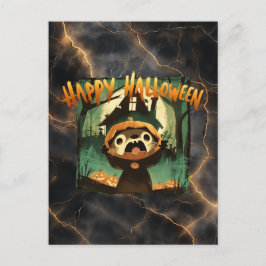 Bange Otter in Halloween pompoenkostuum Feestdagenkaart