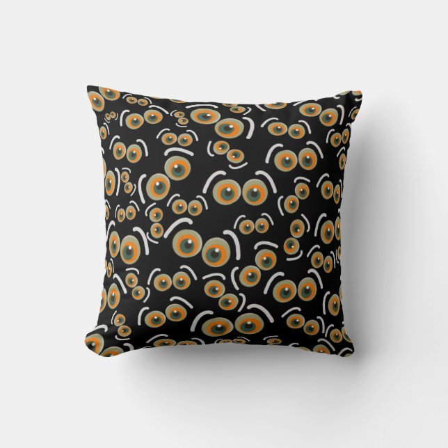 Bangende kat Halloween Boo Ogen Vleermuis Kussen (Voorkant)