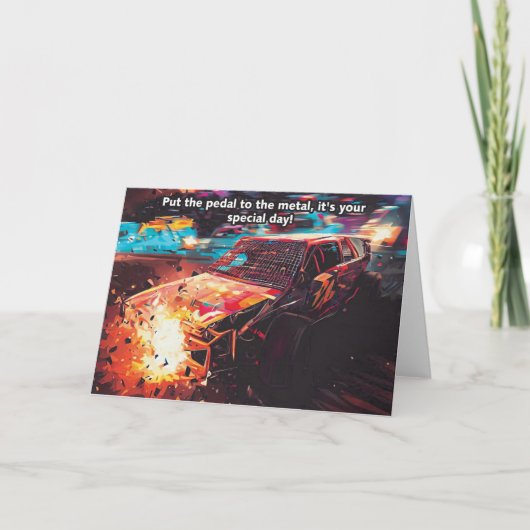 Banger Racing Verjaardag Kaart (Voorkant)