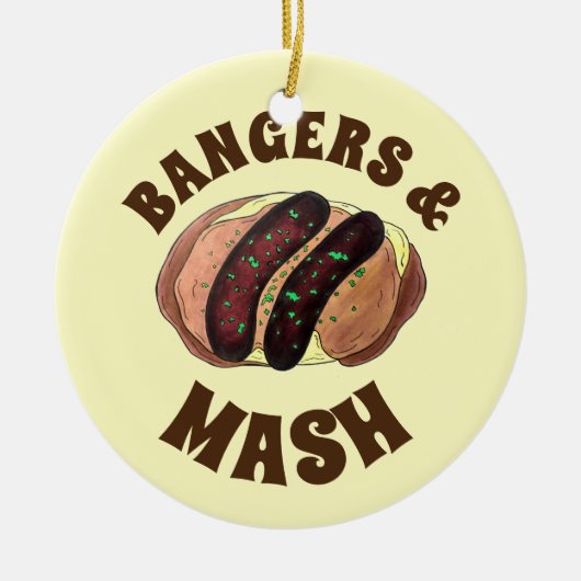 Bangers en Mash Sausage Potates British UK Food Keramisch Ornament (Voorkant)