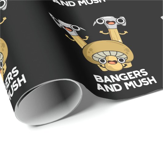 Bangers en Mush Funny English Food Pun Dark BG Cadeaupapier (Rol Hoek)