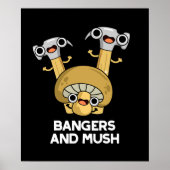 Bangers en Mush Funny English Food Pun Dark BG Poster (Voorkant)