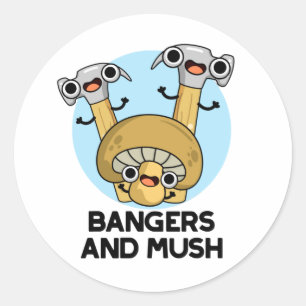 Bangers en Mush Funny English Food Pun Ronde Sticker