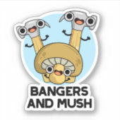 Bangers en Mush Funny English Food Pun Sticker (Voorkant)