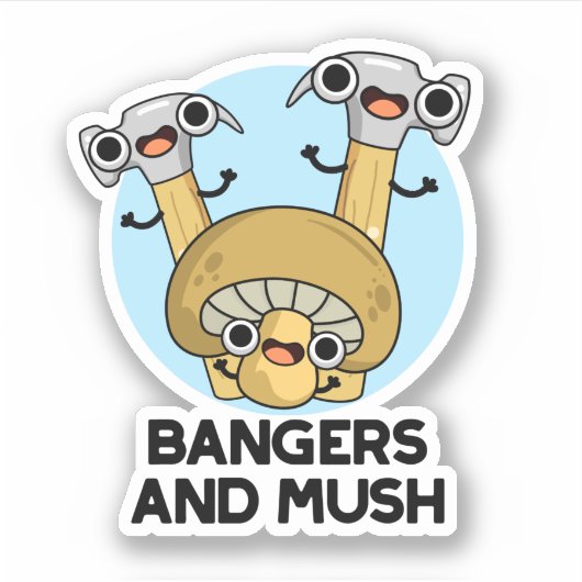 Bangers en Mush Funny English Food Pun Sticker (Voorkant)
