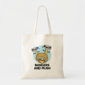 Bangers en Mush Funny English Food Pun Tote Bag (Voorkant)