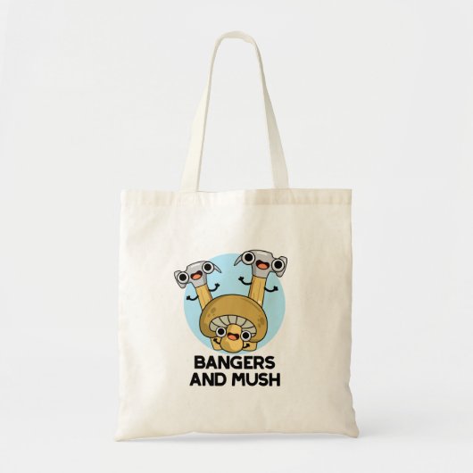 Bangers en Mush Funny English Food Pun Tote Bag (Voorkant)