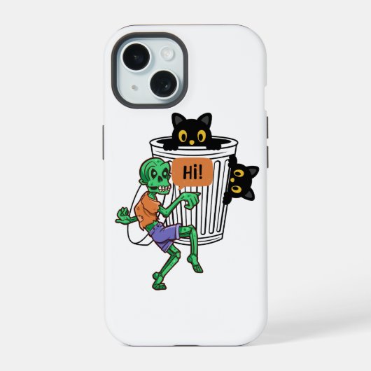 Bangeschrikte Kat Halloween iPhone 15 Case (Achterkant)
