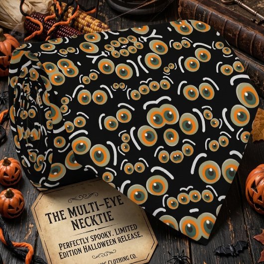 Banghartige Kat Halloween Boo Ogen Patroon Stropdas