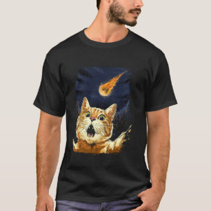 Bangige Katten Selfie Kat Meteoor Asteroïde Impact T-shirt