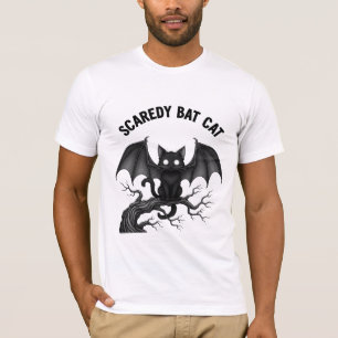 Bangige Vleermuis Kat Gotische Halloween Ontwerp T-shirt