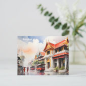 Bangkok aquarel kunst briefkaart (Staand voorkant)