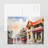Bangkok aquarel kunst briefkaart (Voorkant / Achterkant)